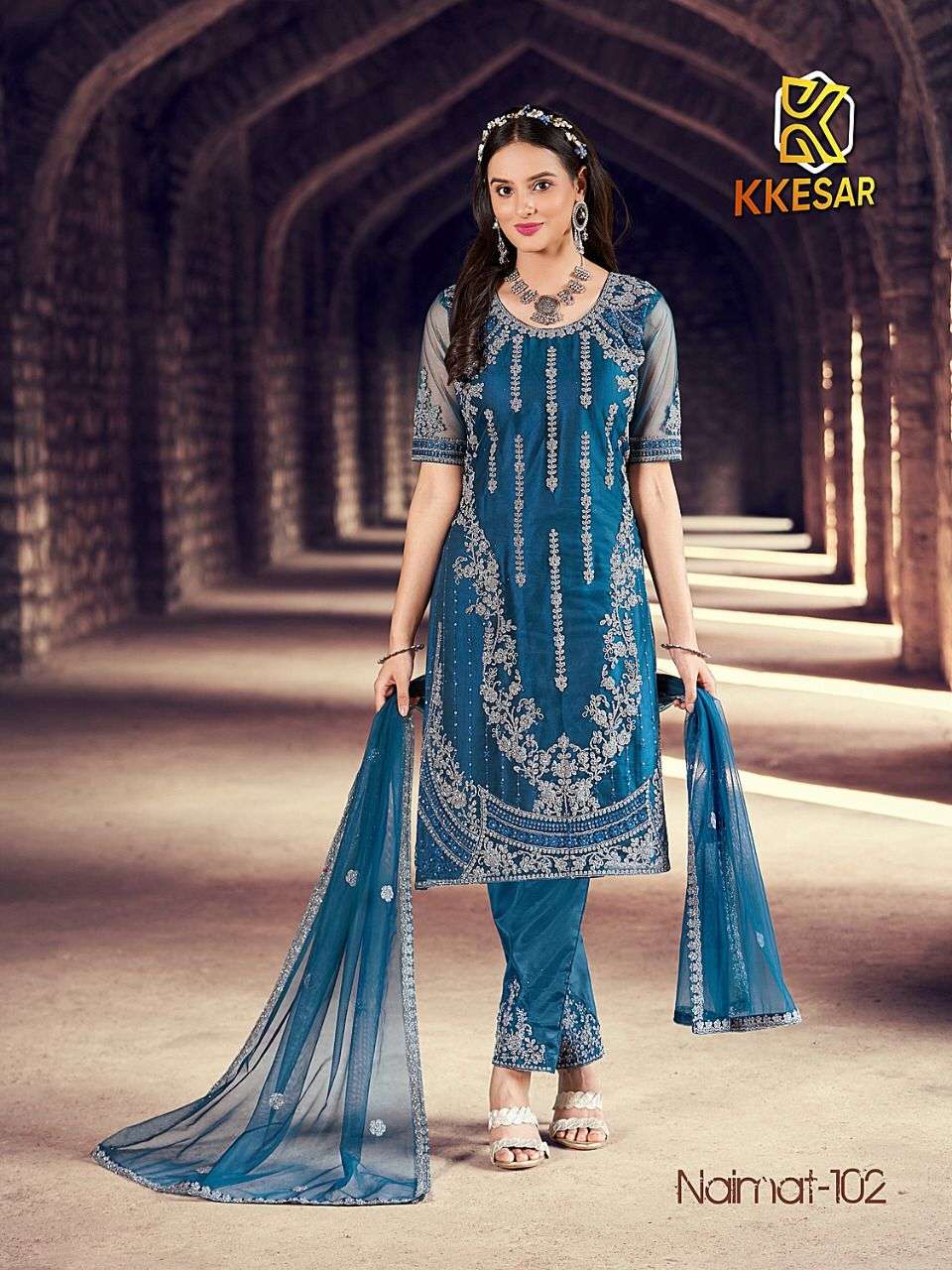 NAIMAT BY NAIMAT FASHION 101 TO 106 SERIES BEAUTIFUL PAKISTANI SUITS STYLISH COLORFUL FANCY CASUAL WEAR & ETHNIC WEAR NET EMBROIDERED DRESSES AT WHOLESALE PRICE